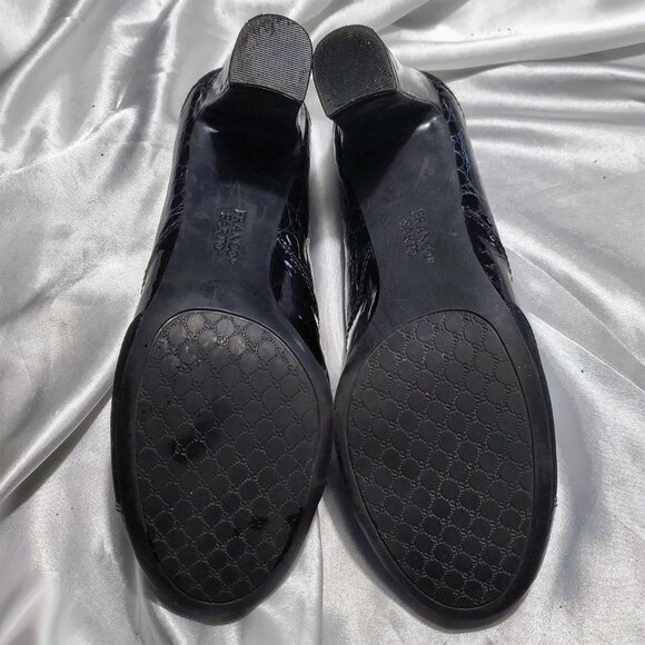 FRANCO SARTO black suede patent croc thick high heel classy pumps SZ 8 - Picture 5 of 5